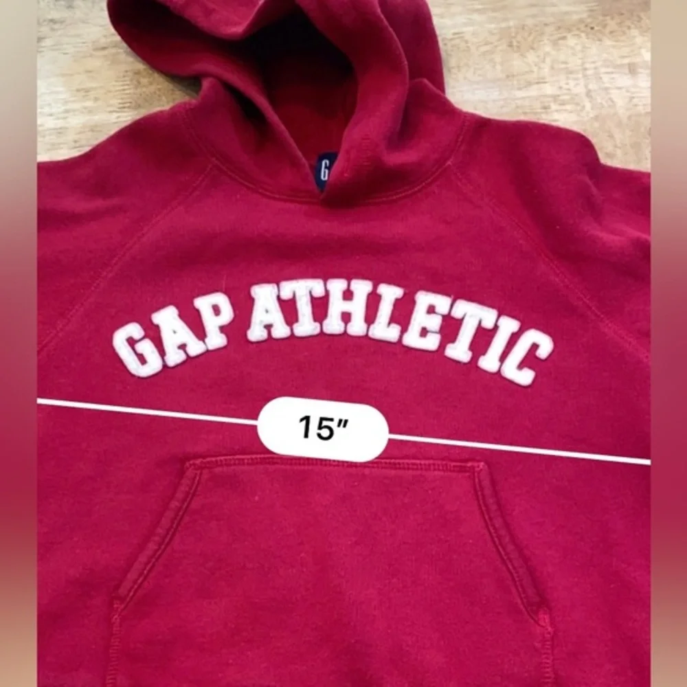 Vintage Gap‎ Unisex Toddler Small Red Hooded Graphic Sweatshirt W/ Pouch